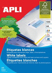 Apli étiquettes blanches ft 105 x 37 mm (l x h), 1.600 pièces, 16 par feuille (1274)