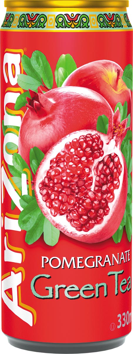 Arizona ijsthee Pomegranate Green Tea, blik van 33 cl, pak van 12