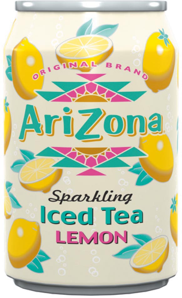 Arizona ijsthee Sparkling Green Tea Peach, blik van 33 cl, pak 12 stuks