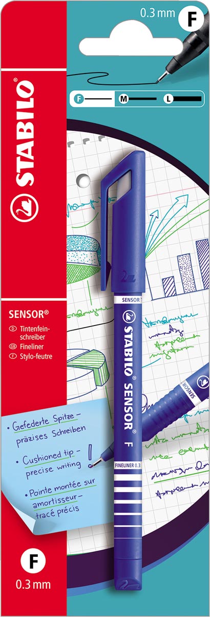 STABILO SENSOR fineliner, 0,3 mm, blauw, op blister STABILO SENSOR fineliner, 0,3 mm, blauw, op blister