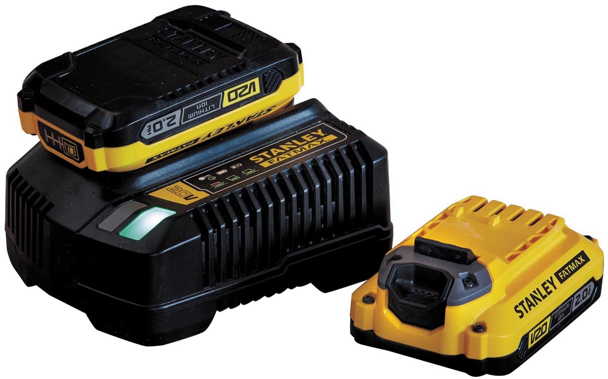 Stanley FatMax startpakket: 2A lader + 2 x accu 18V 2.0AH lithium-ion afbeelding