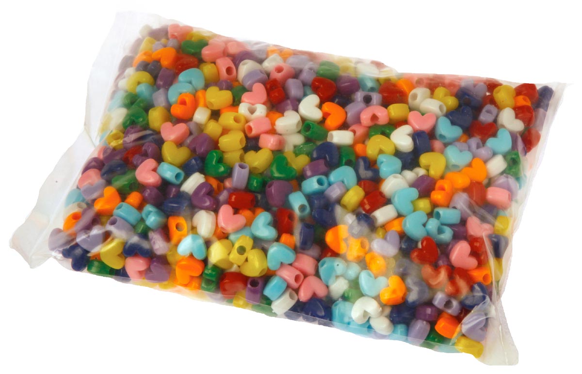 Bouhon parels, hart, kunststof, 1000 stuks, assorti afbeelding