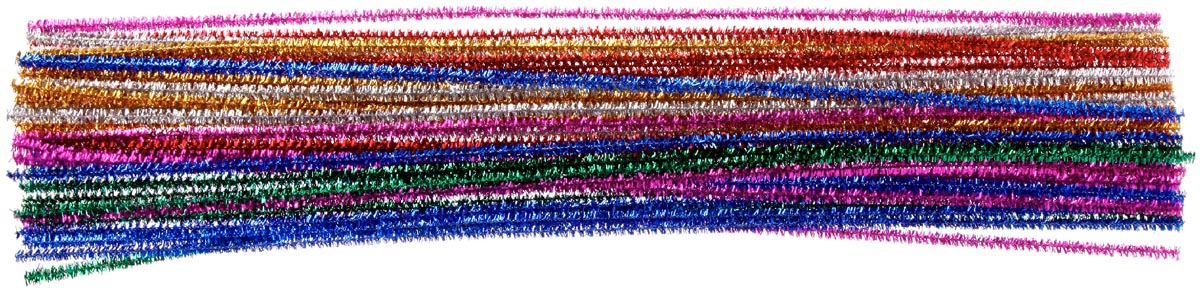 Bouhon glitter chenilledraad 50 cm x 6 mm, pak van 50 stuks, assorti afbeelding