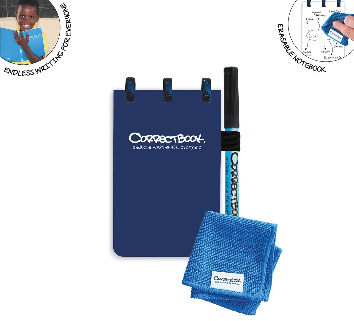 Correctbook Pocket uitwisbaar / herbruikbaar notitieboek, Midnight Blue (marineblauw)
