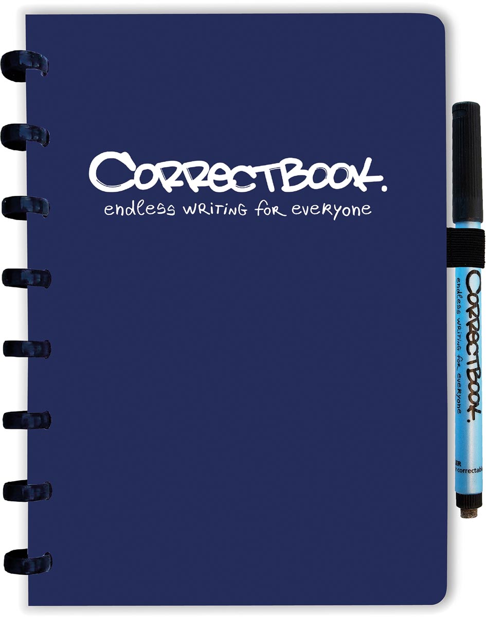 Correctbook A5 Original, herbruikbaar, gelijnd, met 5 gratis to-do bladen, Midnight Blue (marineblauw)