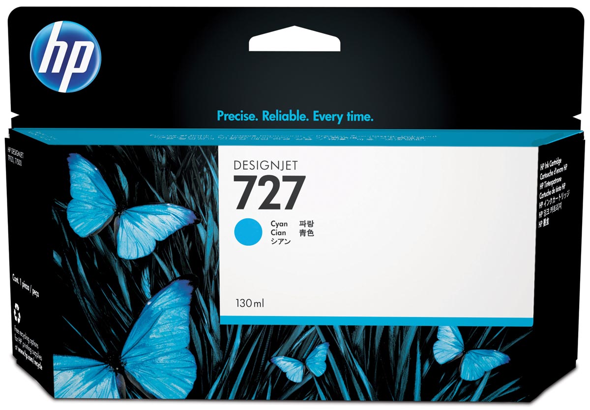 HP inktcartridge 727, 130 ml, OEM B3P19A, cyaan