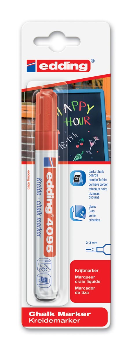 Edding Krijtmarker e-4095 rood, op blister