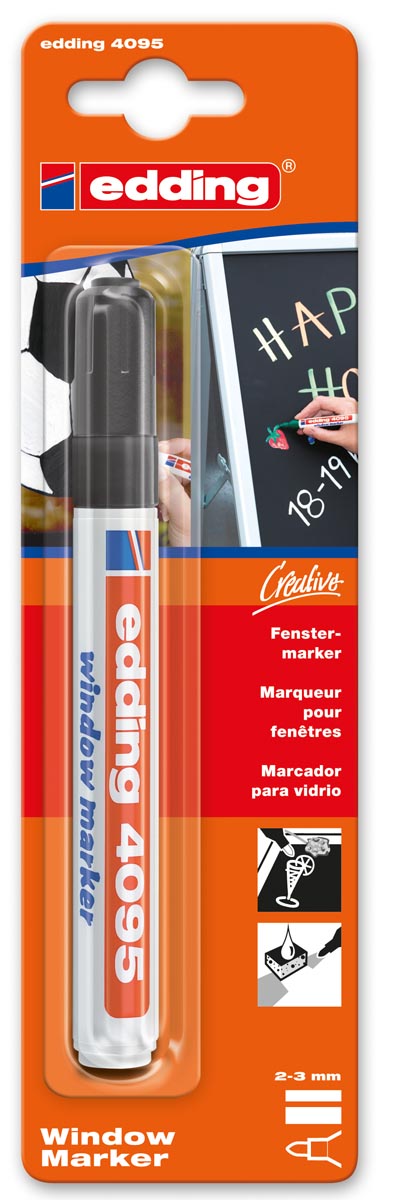 Edding Krijtmarker e-4095 zwart (1 stuk op blister) Edding Krijtmarker e-4095 zwart (1 stuk op blister)