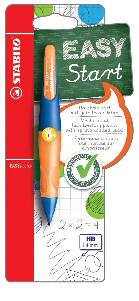 STABILO EASYergo vulpotlood, 1,4 mm, voor linkshandigen, blister van 1 stuk, marine en oranje afbeelding