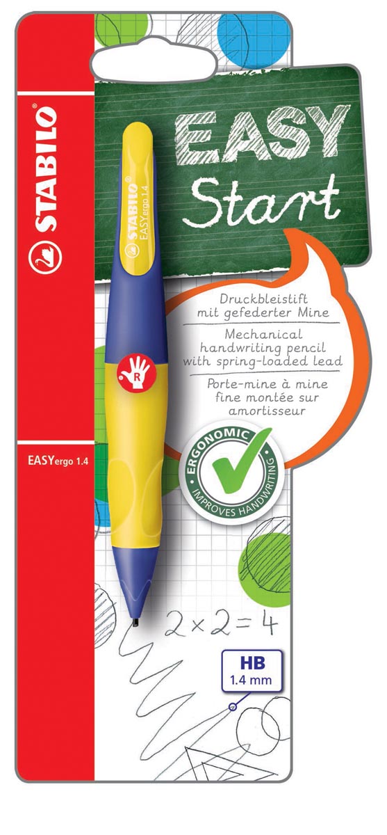 STABILO EASYergo vulpotlood, 1,4 mm, voor rechtshandigen, blister van 1 stuk, paars en geel