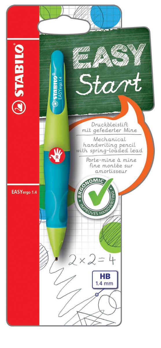 STABILO EASYergo vulpotlood, 1,4 mm, voor rechtshandigen, blister van 1 stuk, groen en marine afbeelding