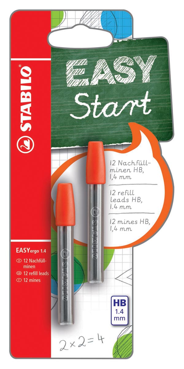 STABILO EASYergo potloodstift, 1,4 mm, blister van 2 kokers van 6 mines STABILO EASYergo potloodstift, 1,4 mm, blister van 2 kokers van 6 mines