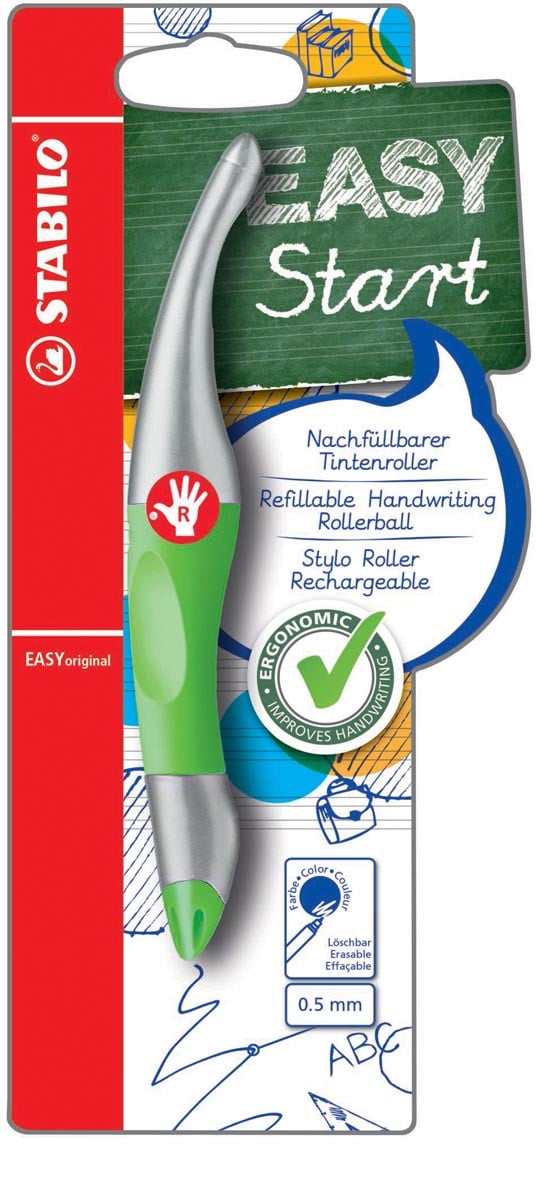 STABILO EASYoriginal metallic roller, voor rechtshandigen, blister van 1 stuk, groen-zilver