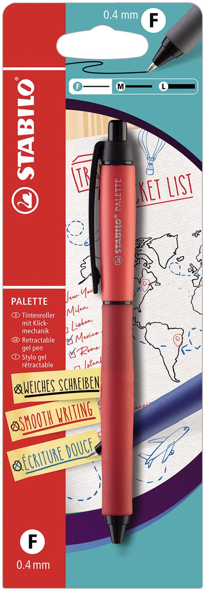 STABILO PALETTE gel roller, 0,4 mm, rood, op blister