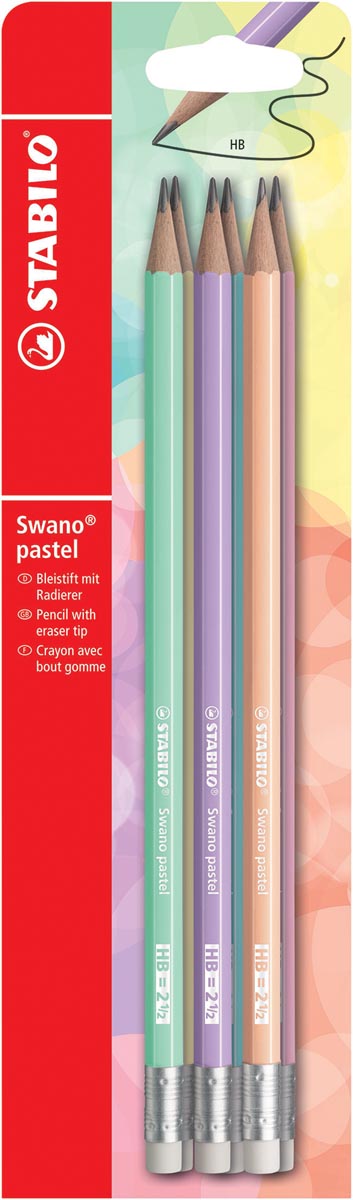STABILO Swano pastel potlood, HB, met gom, blister van 6 stuks in geassorteerde kleuren afbeelding