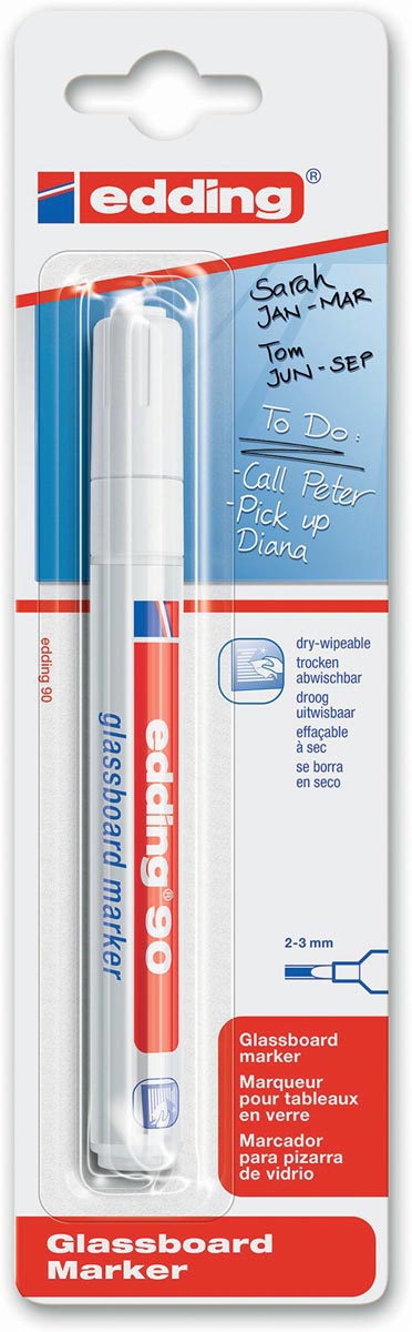 Edding glasbordmarker 90 wit, op blister