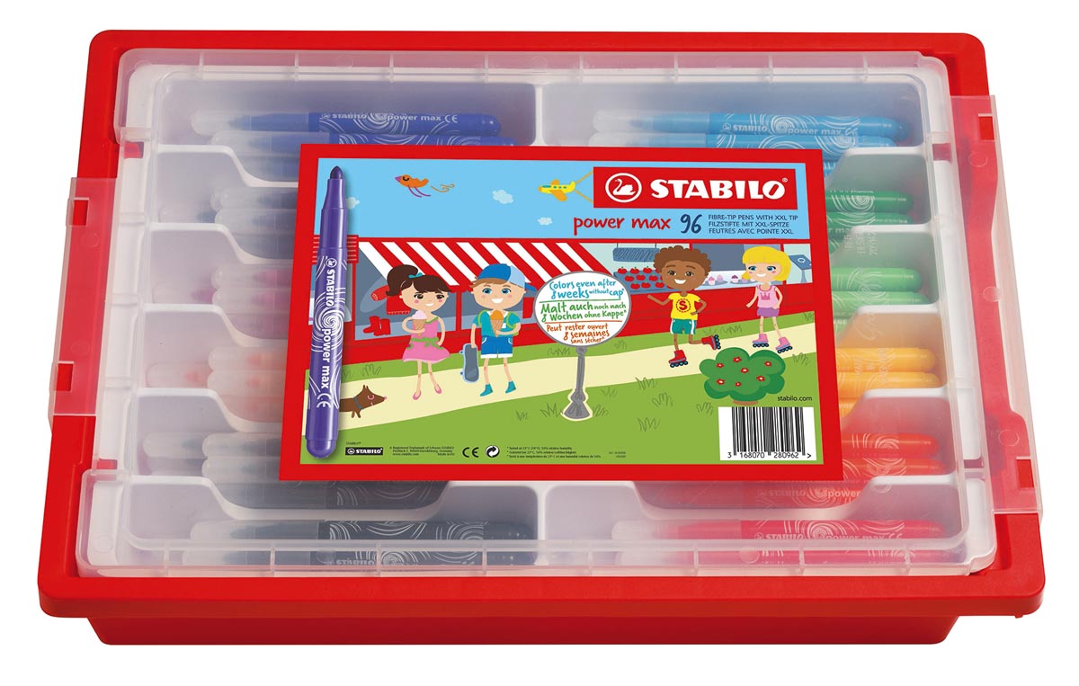 STABILO power max viltstif, classpack van 96 stuks in geassorteerde kleuren