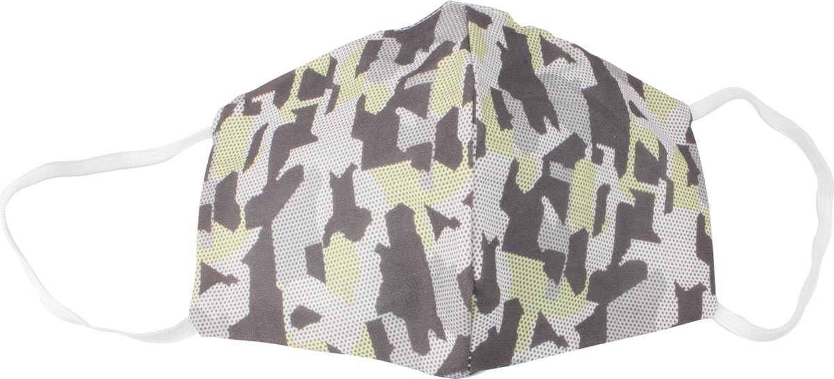 Wasbaar mondmasker, army green motief, maat heren, pak van 5 stuks