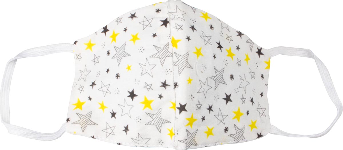 Wasbaar mondmasker, stars motief, maat: kinderen, pak van 5 stuks afbeelding