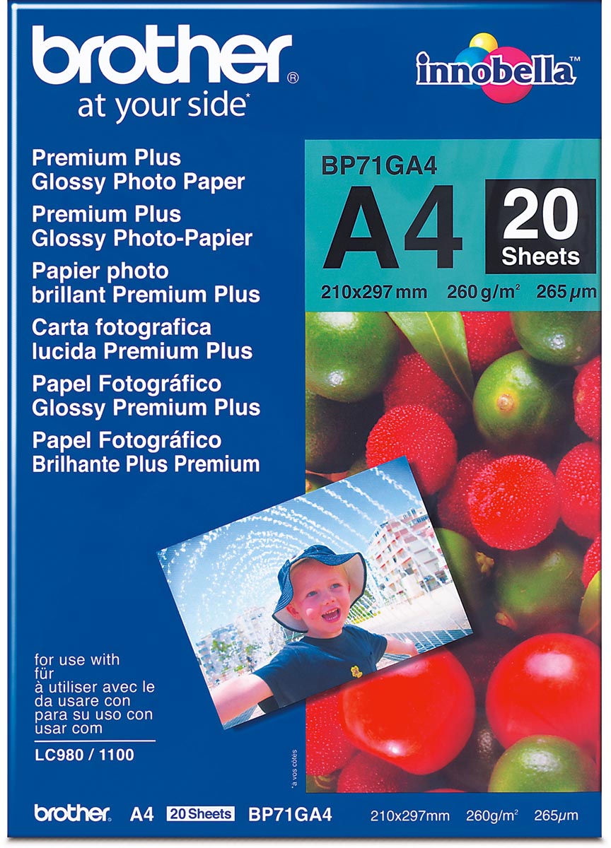 BROTHER fotopapier glossy, ft A4, 260 g, pak van 20 vel afbeelding