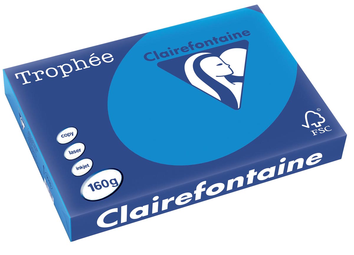 Clairefontaine Trophée Intens, gekleurd papier, A3, 160 g, 250 vel, turkoois afbeelding