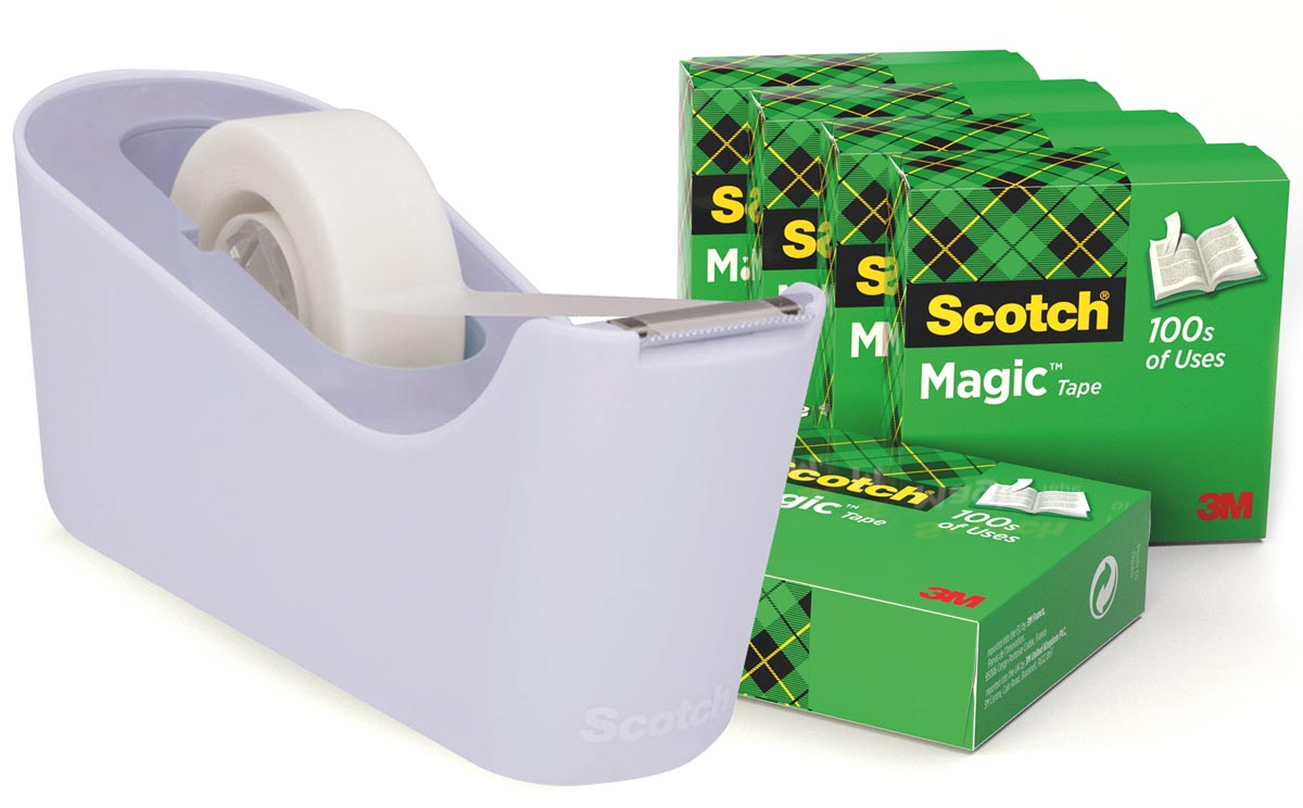 Scotch verzwaarde plakbandafroller inclusief 6 rollen Scotch magic tape, lavendel afbeelding