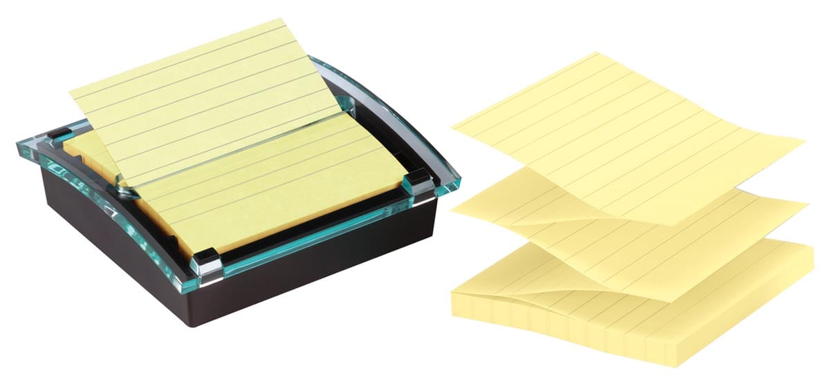 Post-it Super Stcicky Z-notes dispenser Millenium zwart, met 1 blok ft 101 x 101 mm gelijnd geel afbeelding