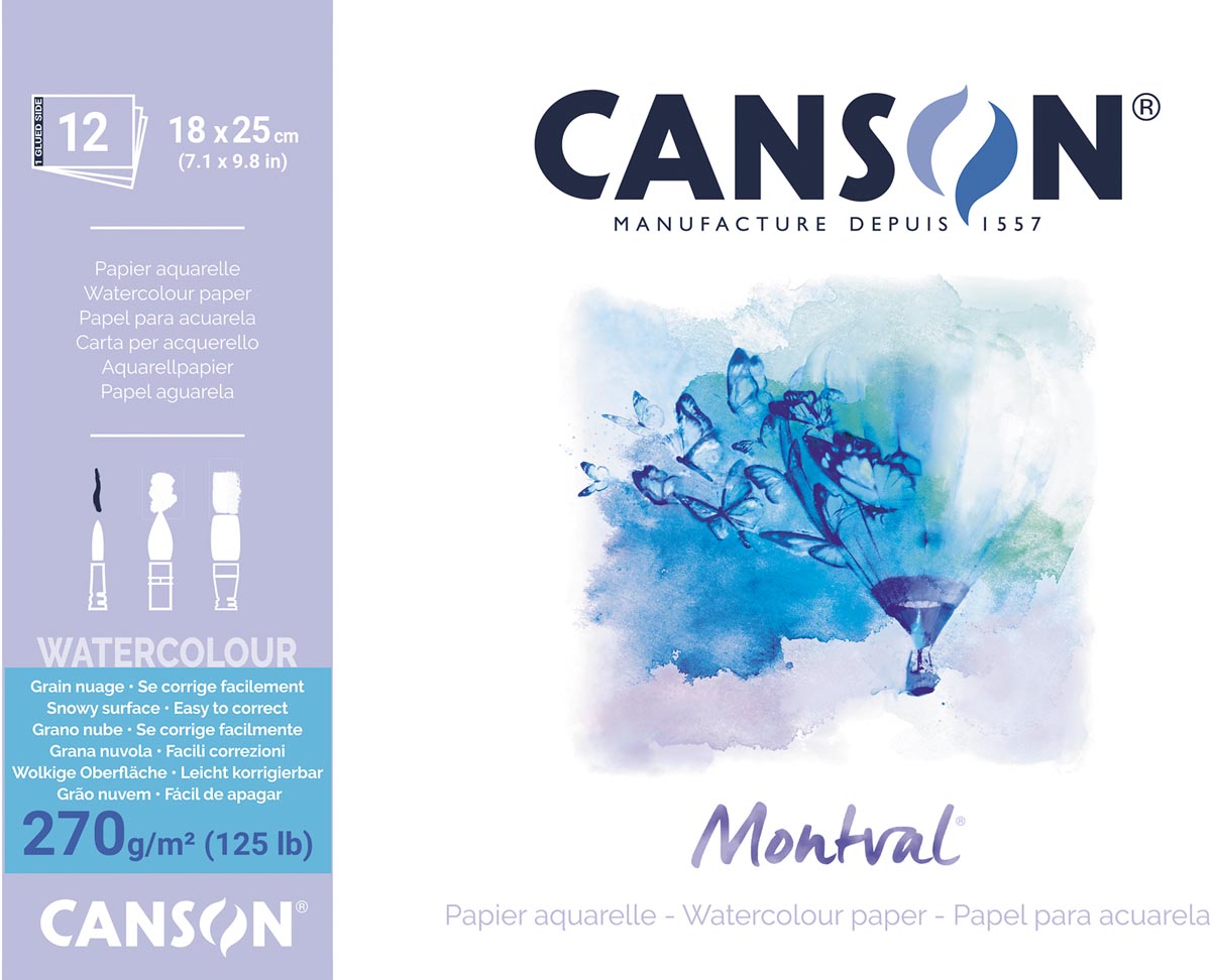 Montval aquarelpapier, wit met grove korrel 270 g/m², ft 18 x 25 cm, blok met 12 vellen Montval aquarelpapier, wit met grove korrel 270 g/m², ft 18 x 25 cm, blok met 12 vellen