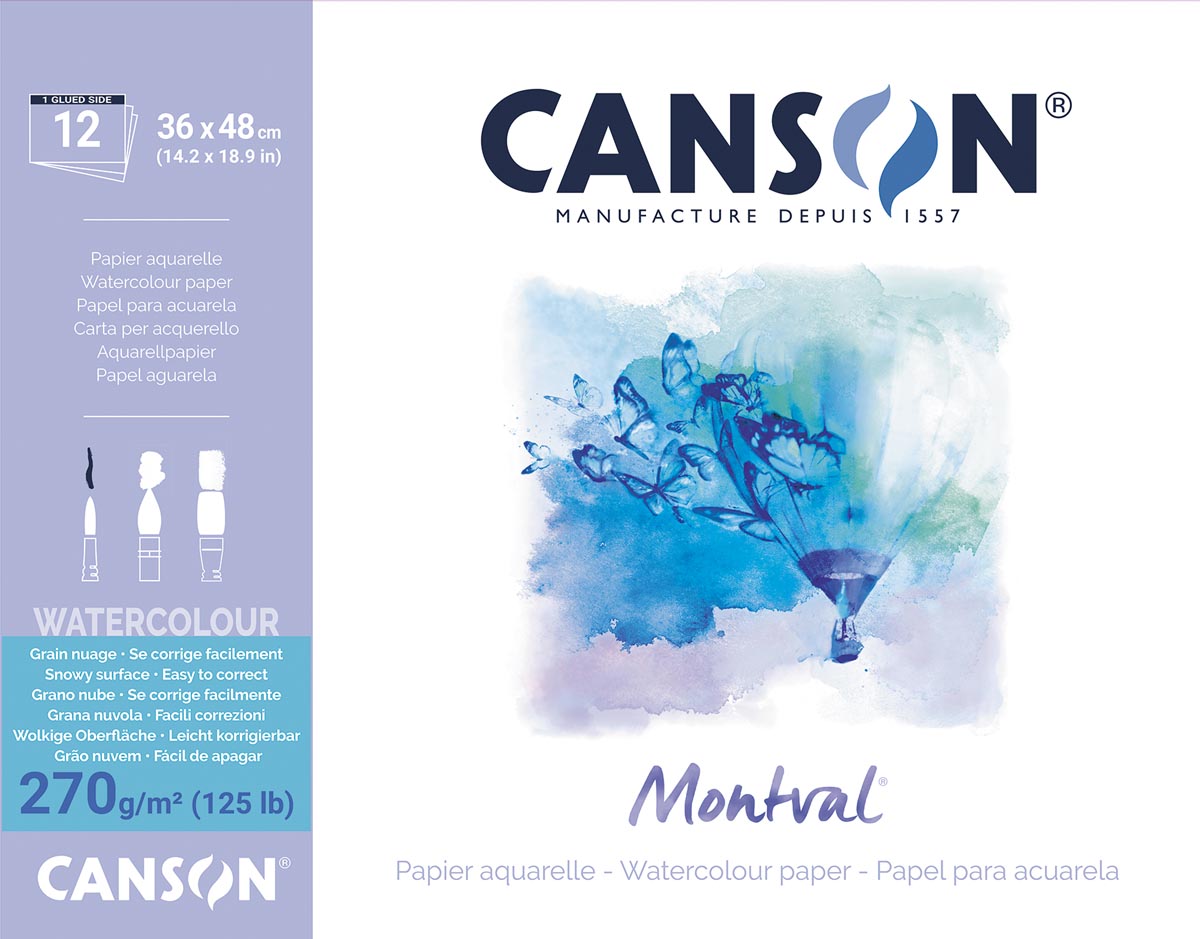 Montval aquarelpapier, wit met grove korrel 270 g/m², ft 36 x 48 cm, blok met 12 vellen Montval aquarelpapier, wit met grove korrel 270 g/m², ft 36 x 48 cm, blok met 12 vellen