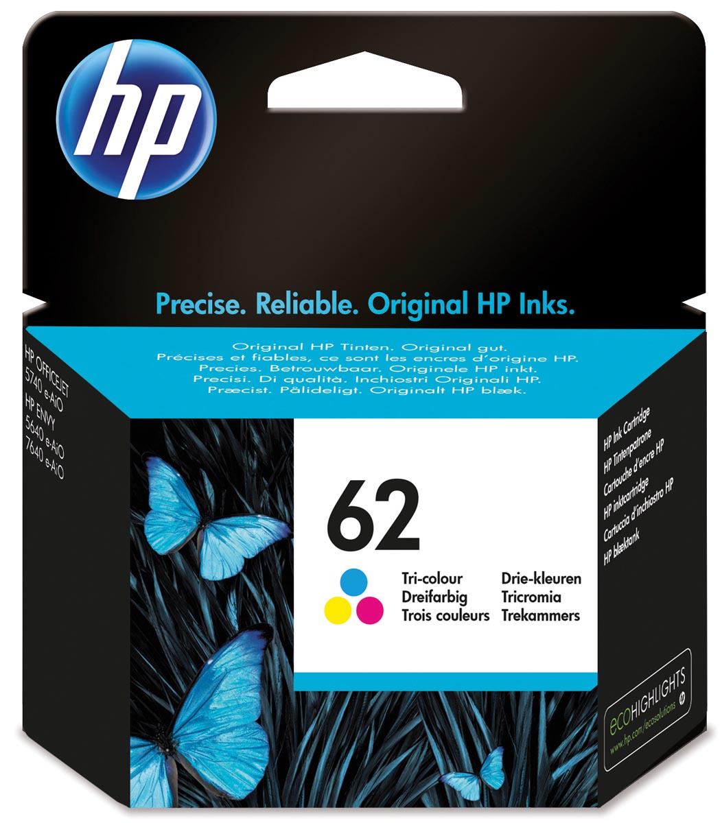 HP inktcartridge 62, 165 pagina&apos;s, OEM C2P06AE, 3 kleuren afbeelding
