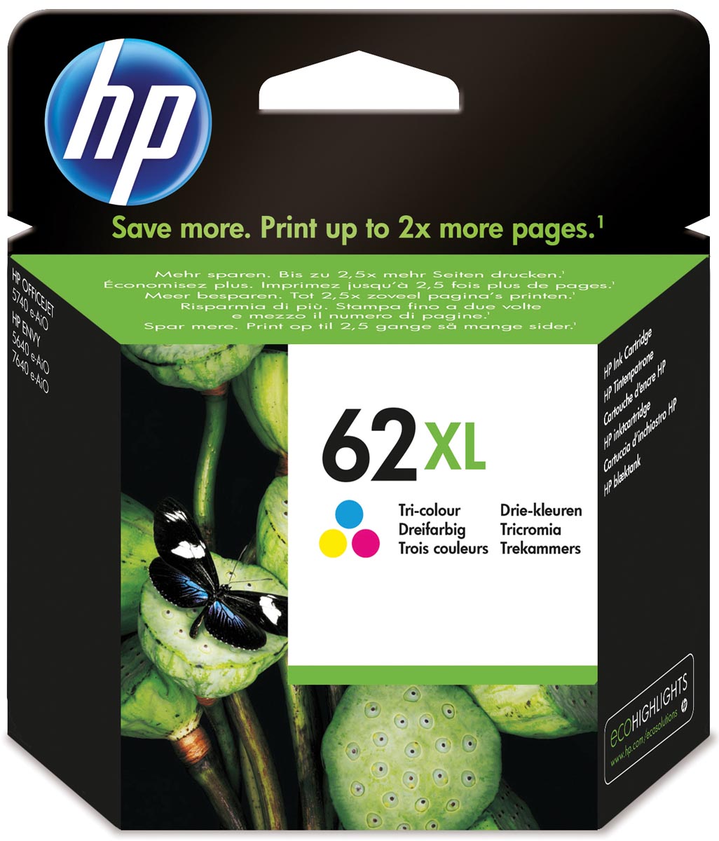 HP inktcartridge 62XL, 415 pagina&apos;s, OEM C2P07AE, 3 kleuren afbeelding