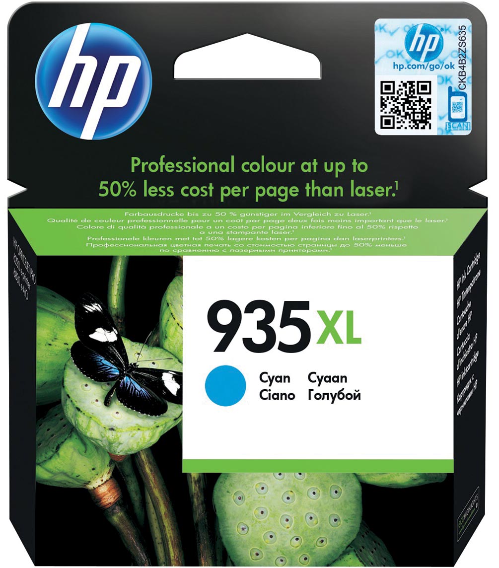 HP inktcartridge 935XL, 825 pagina&apos;s, OEM C2P24AE, cyaan afbeelding