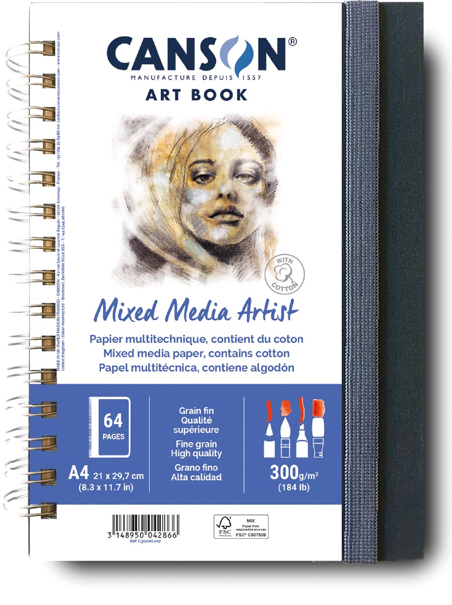 Canson Mixed Media Artist tekenboek, 28 vellen, 300 g/m², ft 21 x 29,7 cm (A4) afbeelding