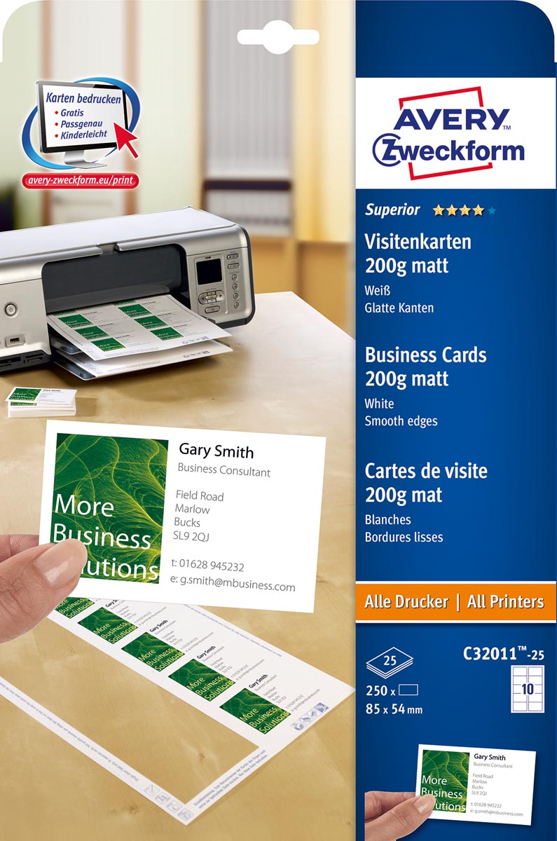 AVERY visitekaarten Quick&Clean 200 g/m² afbeelding