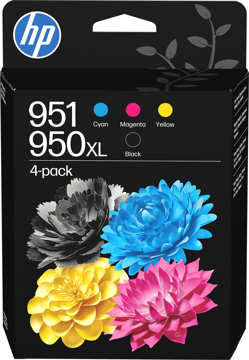 HP inktcartridge 950 XL en 951, 700 - 2.300 pagina's, OEM C3WK1AE, 1 x zwart XL en 1 x 3 kleuren
