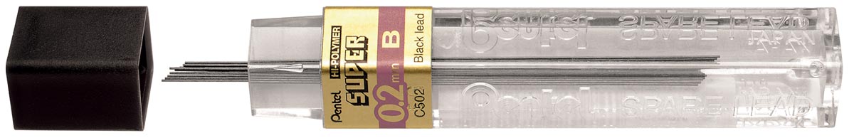 Pentel potloodstiften, 0,2 mm, B, etui van 12 stuks afbeelding