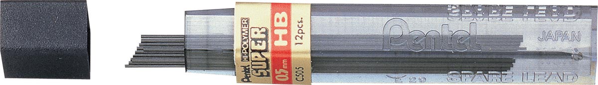 Pentel potloodstiften, 0,5 mm, HB, etui van 12 stuks afbeelding