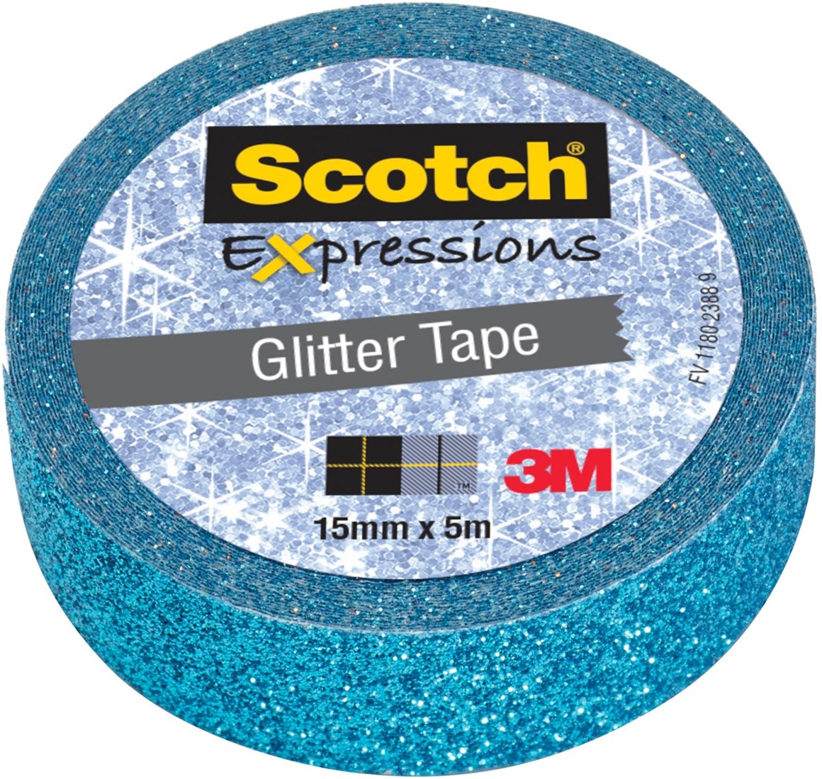 Scotch Expressions glitter tape, 15 mm x 5 m, blauw bij VindiQ Office
