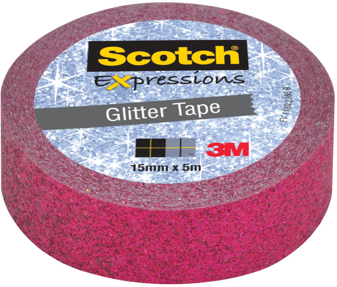 Scotch Expressions glitter tape, 15 mm x 5 m, roze