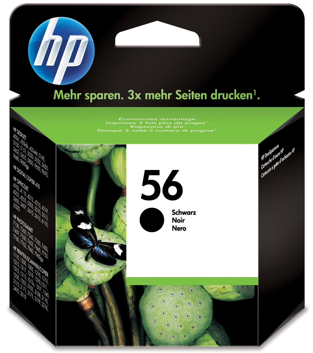 HP inktcartridge 56, 520 pagina&apos;s, OEM C6656AE, zwart afbeelding