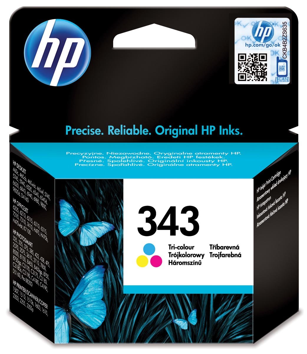 HP inktcartridge 343, 330 pagina&apos;s, OEM C8766EE, 3 kleuren afbeelding