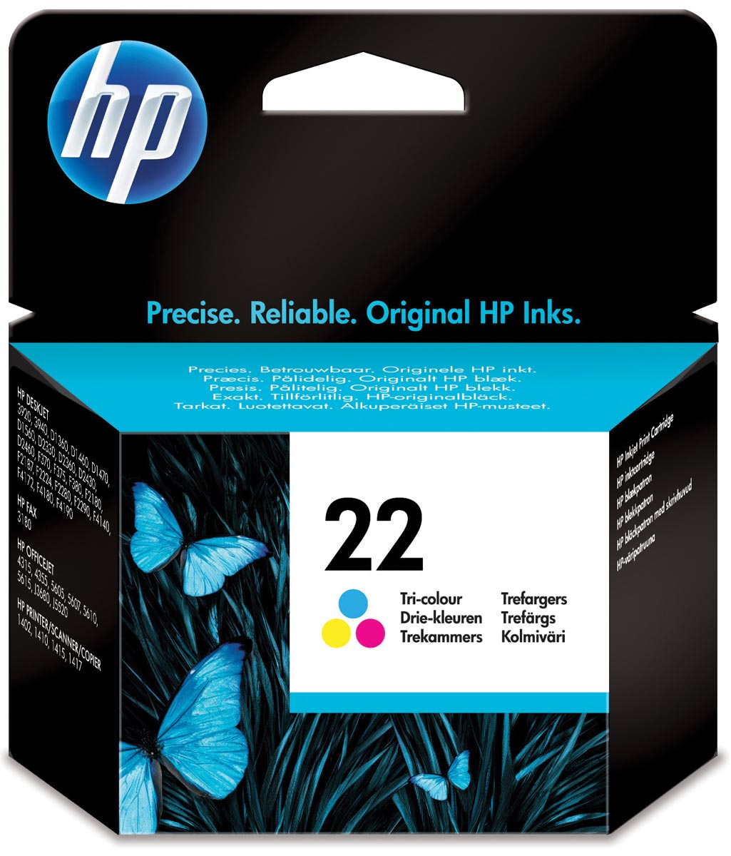 HP inktcartridge 22, 165 pagina&apos;s, OEM C9352AE, 3 kleuren afbeelding