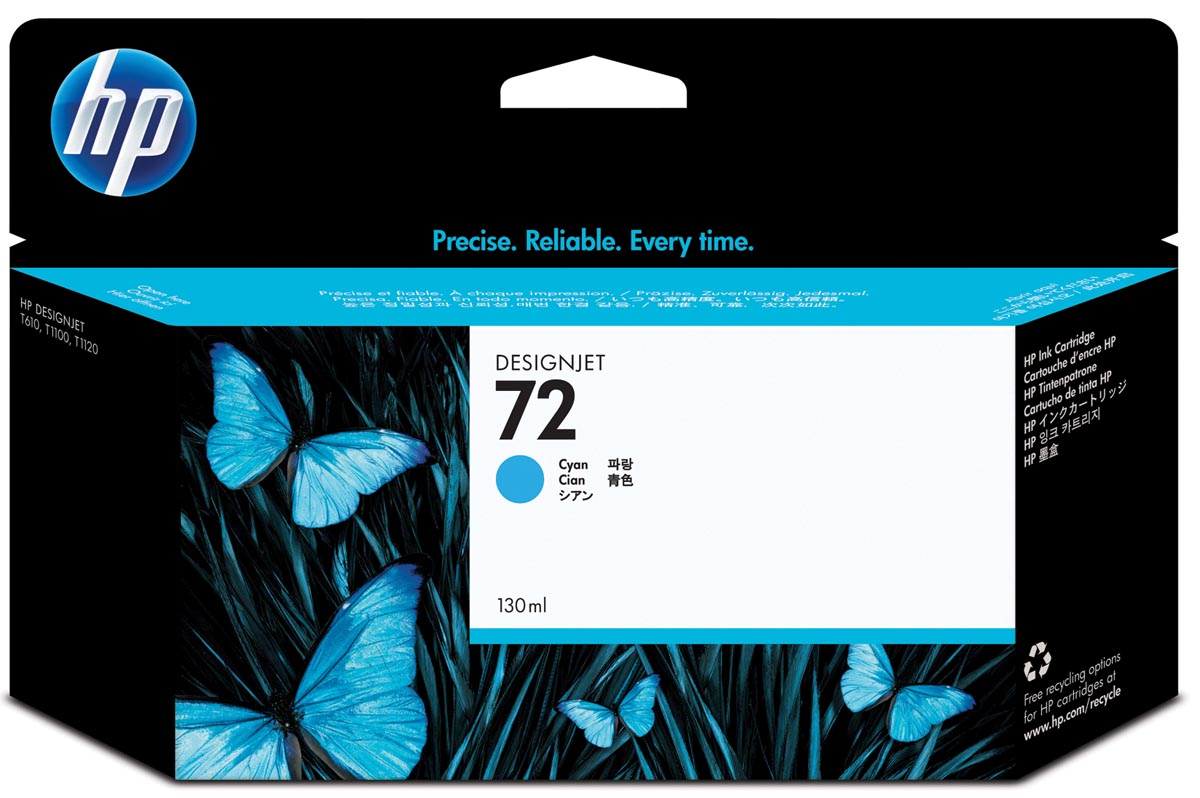 HP inktcartridge 72, 130 ml, OEM C9371A, cyaan afbeelding