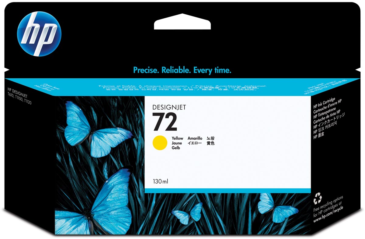HP inktcartridge 72, 130 ml, OEM C9373A, geel afbeelding