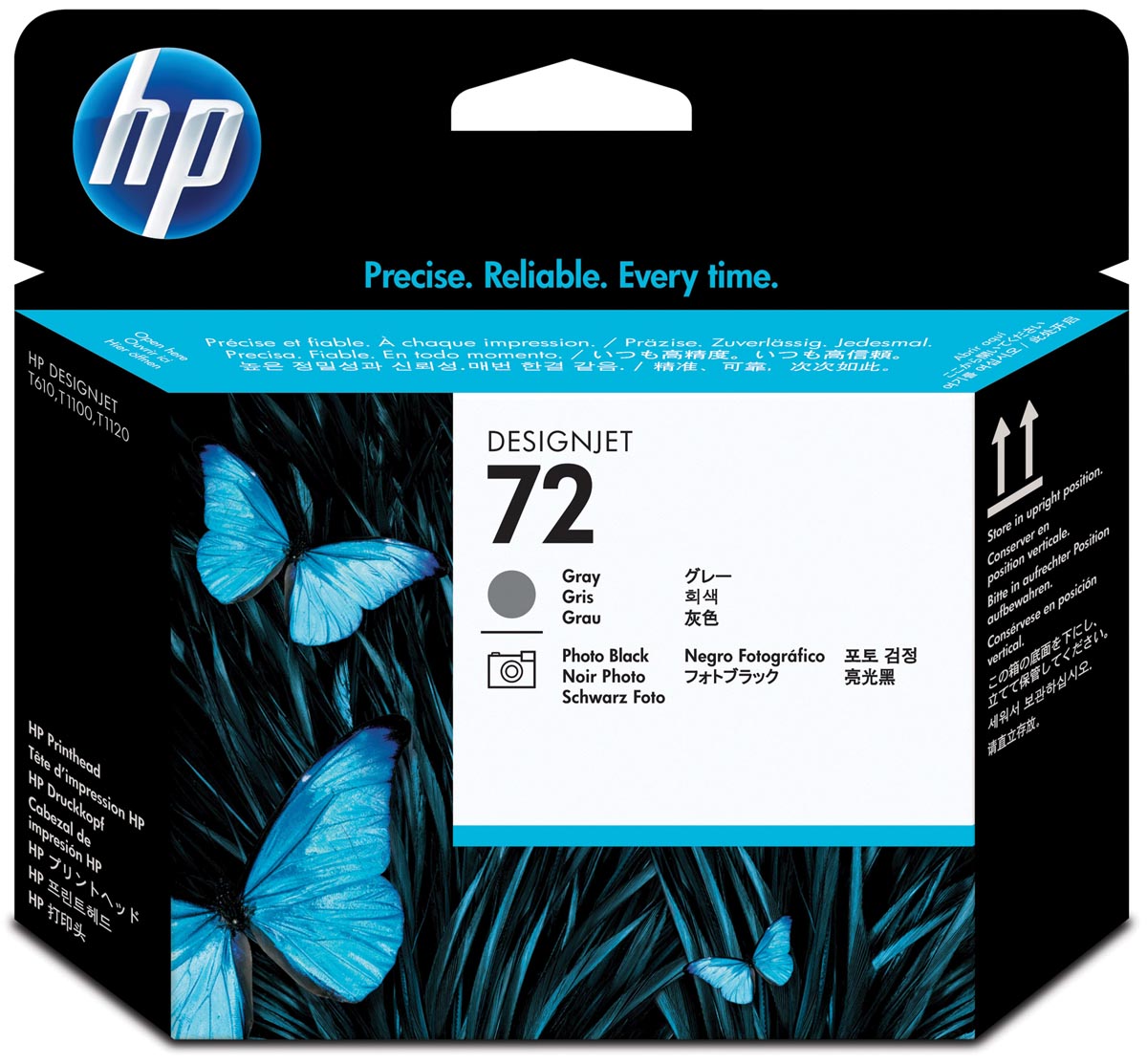 HP printkop 72, 130 ml, OEM C9380A, zwart-grijs
