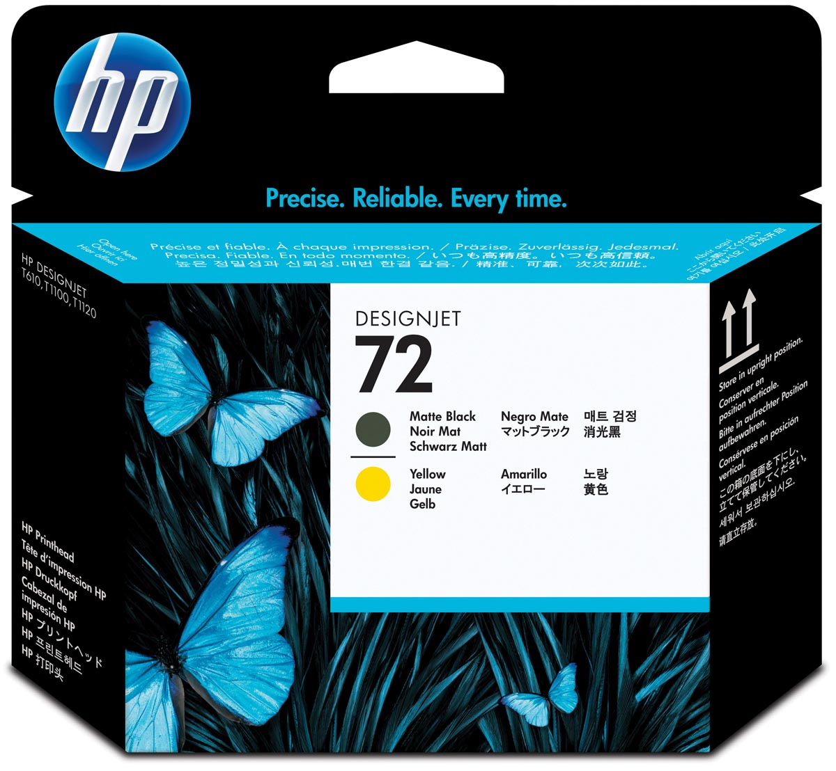 HP printkop 72, 130ml, OEM C9384A, zwart mat-geel