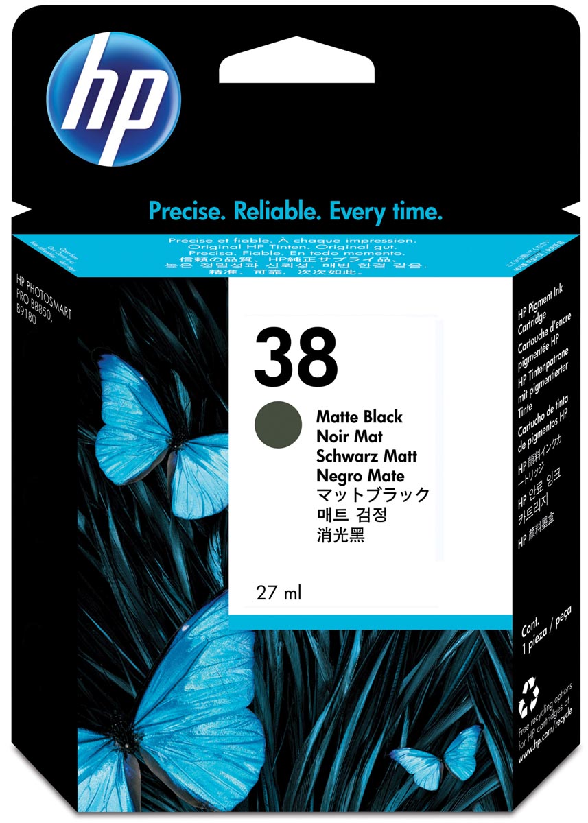 HP inktcartridge 38, 3.200 tot 4.405 foto's, OEM C9412A, zwart mat