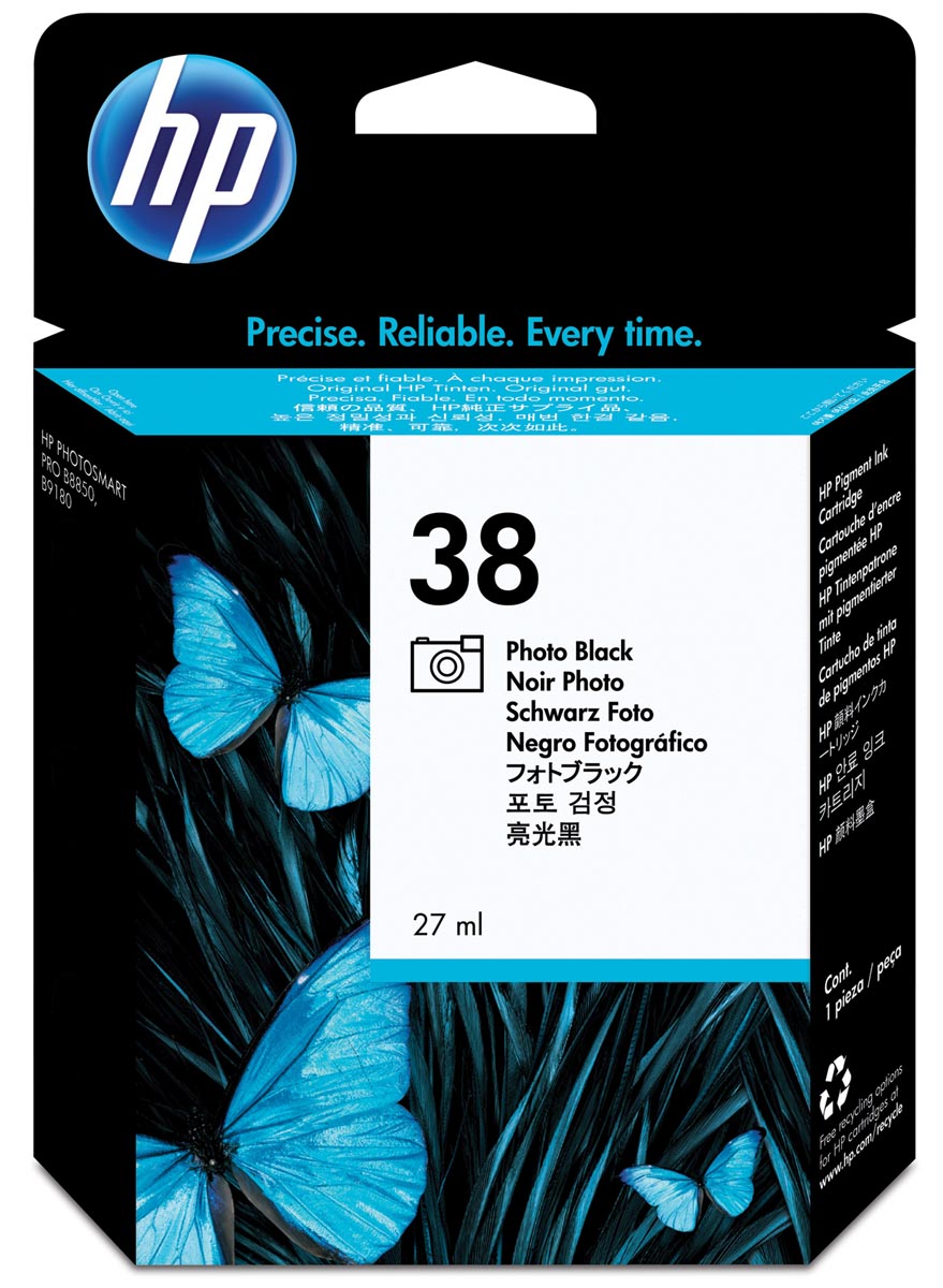 HP inktcartridge 38, 1.340 tot 1.845 foto's, OEM C9413A, zwart foto