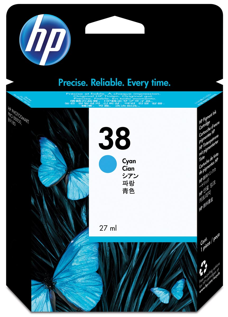 HP inktcartridge 38, 4.500 tot 6.195 foto's, OEM C9415A, cyaan