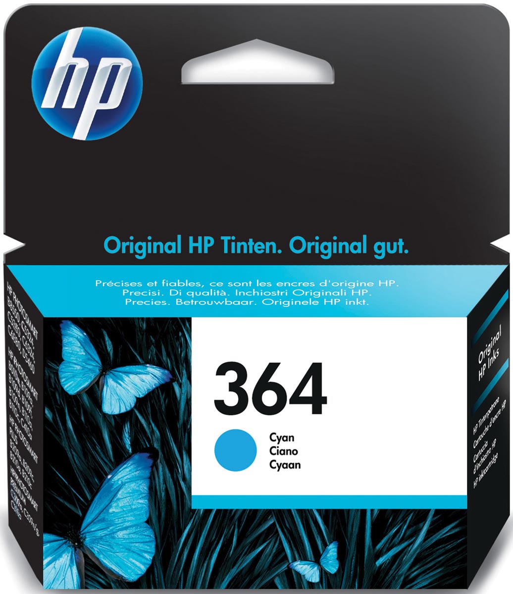 HP inktcartridge 364, 300 pagina's, OEM CB318EE 301, cyaan, met beveiligingssysteem